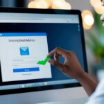 Uma tela de computador mostrando uma pessoa digitando seu endereço de e-mail em um formulário no site do Telegram