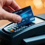 Um cartão de crédito (código 63) sendo inserido em um leitor de cartões