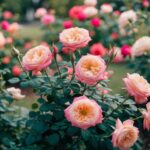 Um jardim cheio de rosas em flor, sua doce fragrância preenchendo o ar