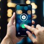 Um smartphone com um botão de energia sendo pressionado enquanto um ícone de carregamento circular aparece na tela