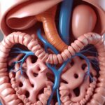 Ilustração médica detalhada do estômago humano mostrando a região do piloro aberta e desobstruída, com o estômago e duodeno visíveis.