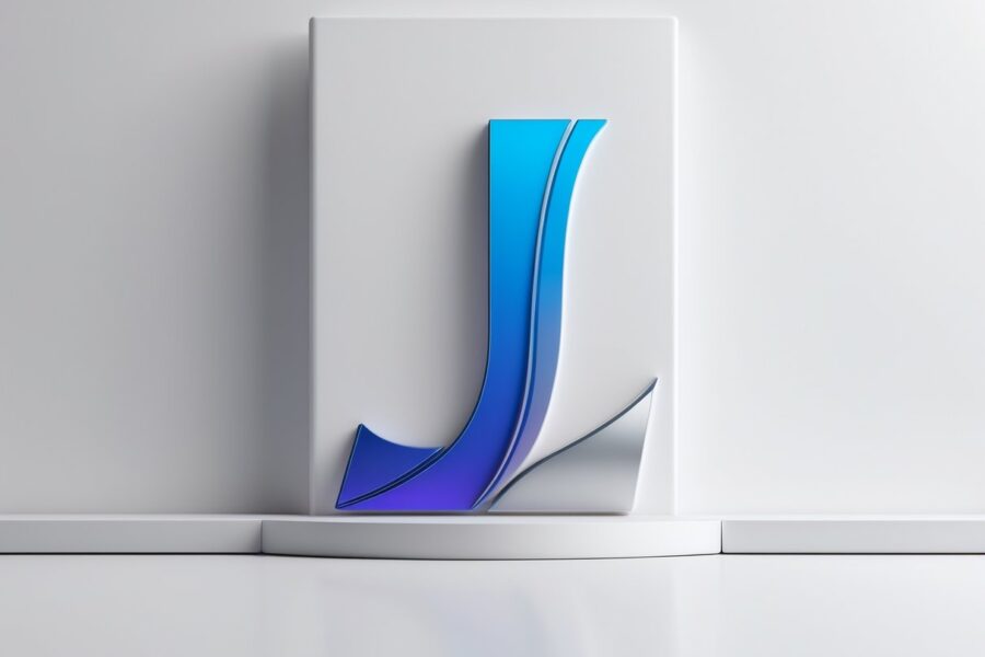 Logotipo estilizado da letra i em fundo branco minimalista.